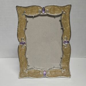 Six Trees Yellow Pearlized Enamel w/Lavendar Rhinestones Photo Frame 4X6"